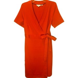 Boden Mira Ponte Wrap Dress dark red sz 12R